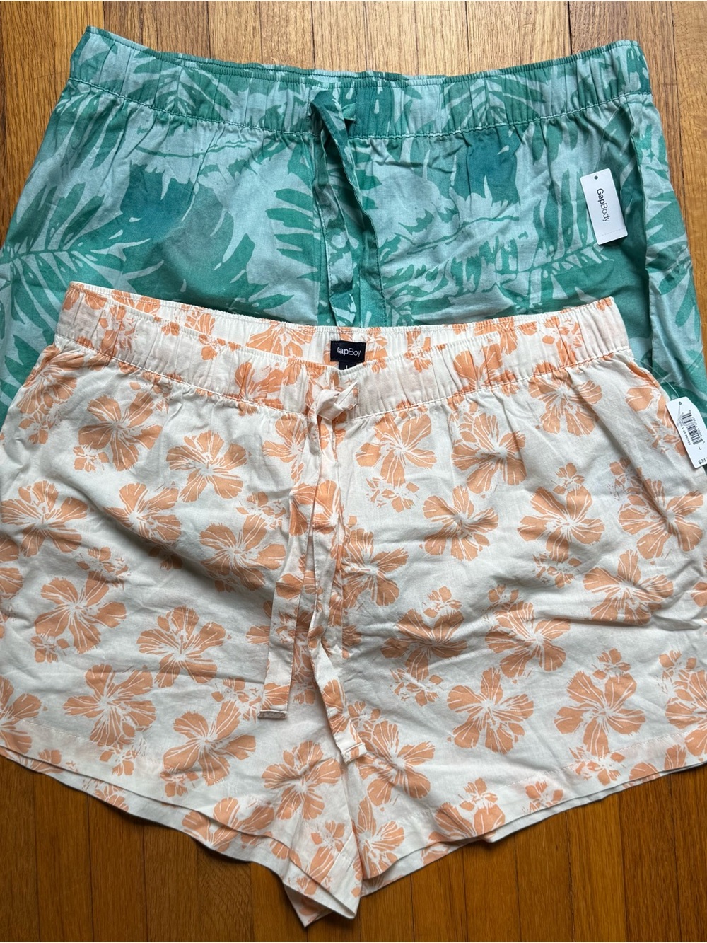 GAP Women's Floral Drawstring Shorts - Peach Floral & Green Tropical